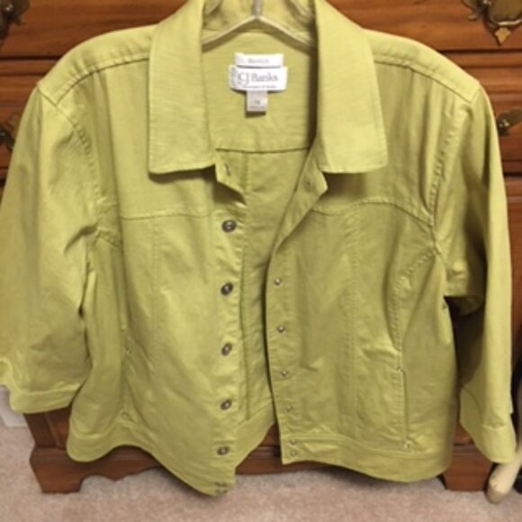 C.J.Banks  Stretch Green Denim Jacket  Size 1X - Picture 1 of 9